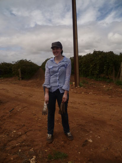 Agnes nach der Arbeit, am zweiten Tag gottseidank mit handschuhen
