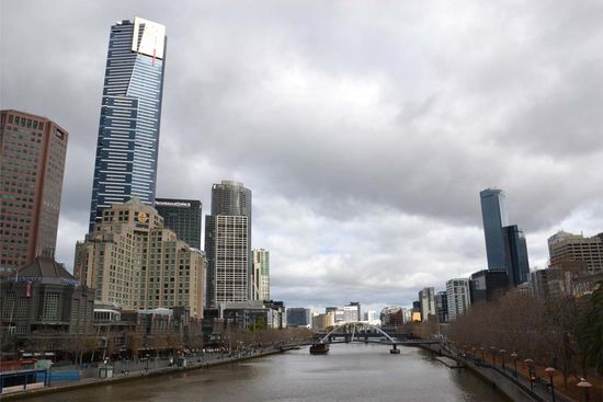Teil von Melbournes Skyline entlang des Yarra-Rivers
