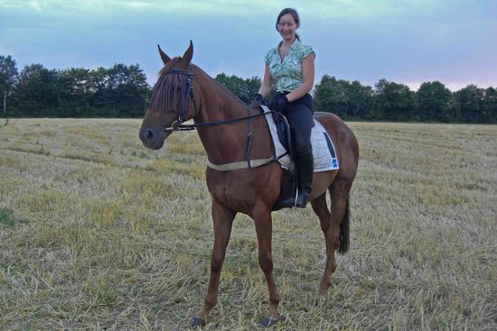 Aesop und ich auf dem Feld...... Es macht doch immer wieder Spaß, wenn ich mit ihm ausreiten darf..... 