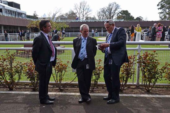 Wichtige Gespräche......  - links mein Trainer Mark Kavanagh, in der Mitte der Assistenztrainer Merv Harvey und rechts unser Tierarzt J.V.