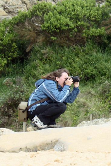 Schon wieder erwischt!  Wie man sehen kann: es war kalt und windig!