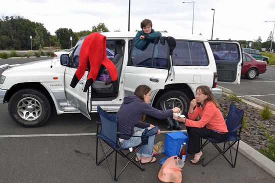 Wir haben den Parkplatz einfach mal zu unserem Pausen-Platz für den Lunch erklärt.