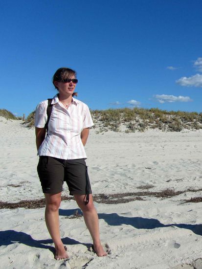 Ich am Strand am Nachmittag, als wir von der Käsefabrik zurück nach Busselton fahren....