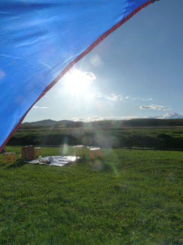 Ausblick aus unserem Zelt.