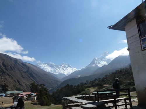 Der Blick von Tengboche auf den Everest