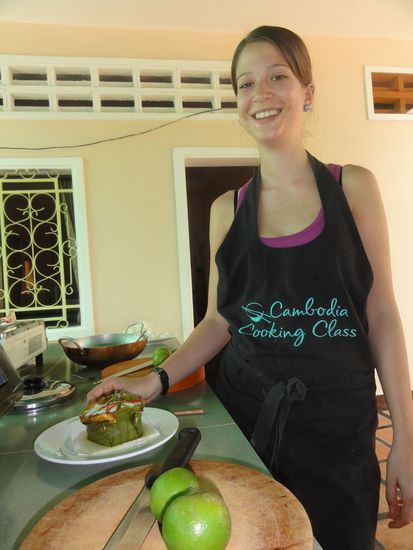 Und fertig ist der Amok-Fisch im Bananenblatt gedaempft. Extrem lecker!