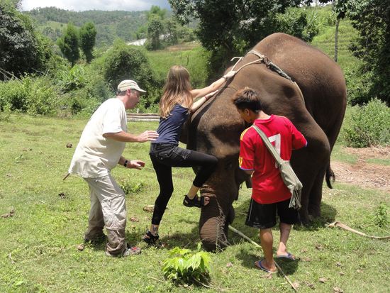 Und hopps rauf auf den Elefanten. Gut gabs Didi 
