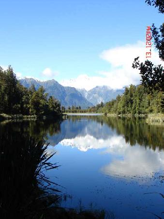Mirror Lake mit Sicht auf den Foxgletscher