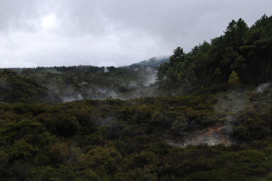 Im Wai-O-Tapu Thermal Wonderland ist rauchen verboten, dies gilt allerdings nicht für die Vulkäne...