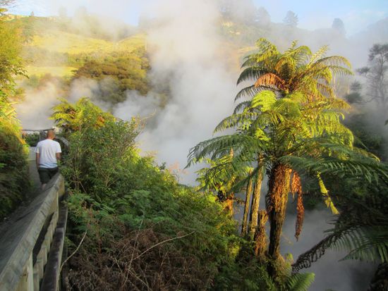 Weg zum Ursprung der heißen Quelle.