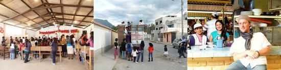 links: Abschlussfest - mitte: wie bekommt man 80 Kinder in einen Viehtransporter - rechts: Mutter &amp; Tochter 