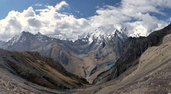 Tag 5: .....San Antonio (5200 m),....der Blick ins Tal und auf die dahinterliegenden Gipfel,...der Kleinste 5442 m,....der Größte 6344 m...
