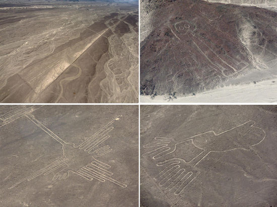 Nazcalinien: Trapez - Astronaut - Kolibri - Hände