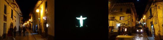 Cuzco bei Nacht (Stadtteil La Blas und die Jesusstatue)