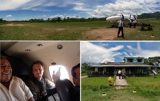 Mein Ausflug in den bolivianischen Dschungel: ...eine Lehmpiste als Landebahn,... ein Flieger nicht für Klaustrophobe gebaut.... eine Holzhütte als Terminal,......