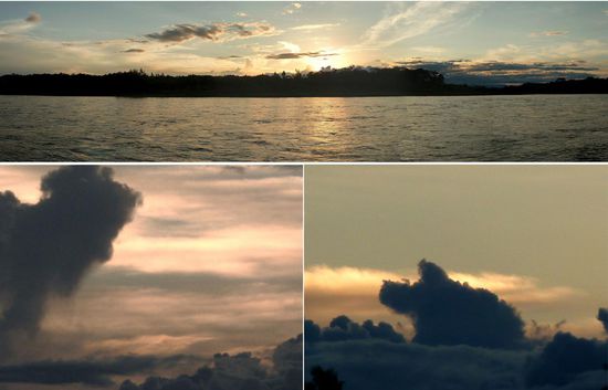Sonnenuntergang am Fluss
komische Wolken: "Der Mann in den Wolken" & "Schweinewolke Babe"