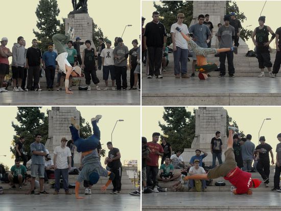 in the streets of Santiago,...breakdance  ....seeeehr coole Jungs!