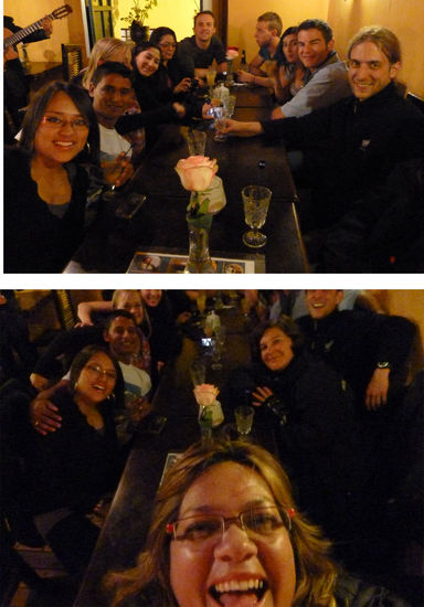 oben: abends wiedermal Canelazotrinken in "La Ronda"
unten: Nieves wollte unbedingt auch aufs Foto 