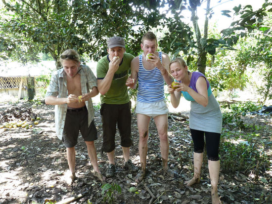 ....verdreckte Touris beim Orangenessen...