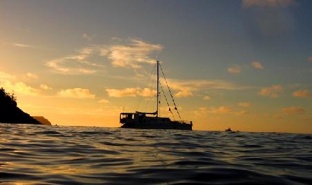 Die Pacific Star im Sonnenuntergang.