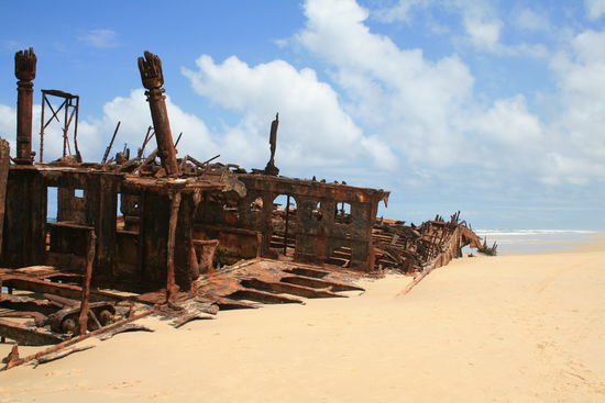 Der Rest des so bekannten Schiffswracks der Maheno