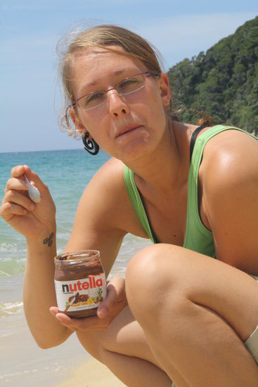 das wichtigste beim track, mein nutella glas