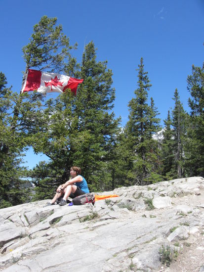 ..am Gipfel angekommen und erstmal die Decke ausgebreitet