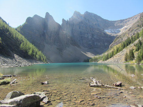 Lake Agnes (380m über dem Lake Louise), rechts daneben war das kleine Teehäuschen