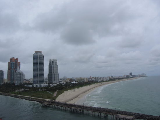 Miami Beach, an dem wir eine Woche vorher noch bei 38 Grad schwimmen waren