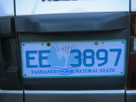 Tasmanisches Nummernschild mit tasmanischem Tiger.