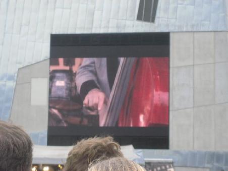 Das war beim Konzert am Federation Square "The Living End" (hier Kontrabass in Grossaufnahme).