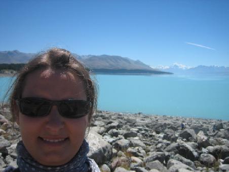 Das bin ich ... mit See und Mount Cook.