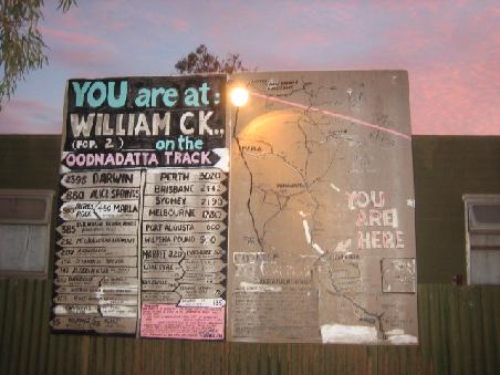 Der Hinweis auf William Creek.