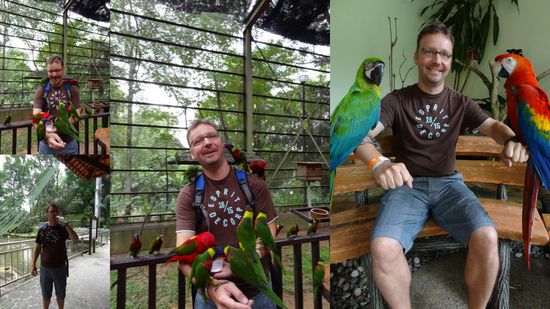 Ja Marcel hatte viel Spass... ein Papagei hat ihn sogar am Ohr geknabbert.