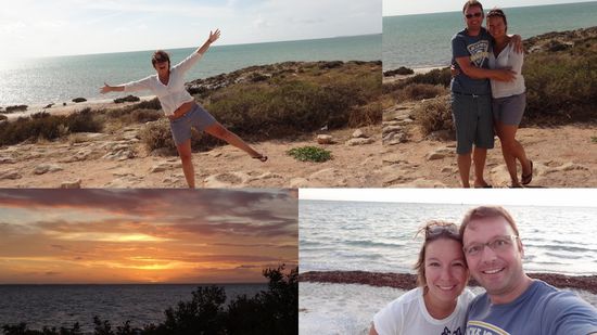Als wir in Shark Bay angekommen sind war es schon fast Abend aber den Strand mussten wir uns noch anschauen
