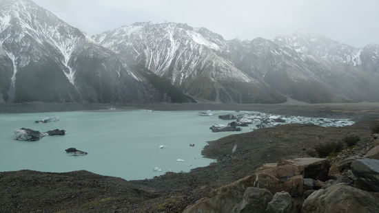 Am Tasman gletschersee! Wir versuchten auf einen der Eisberge zu klettern!! Leider waren sie unerreichbar für uns 