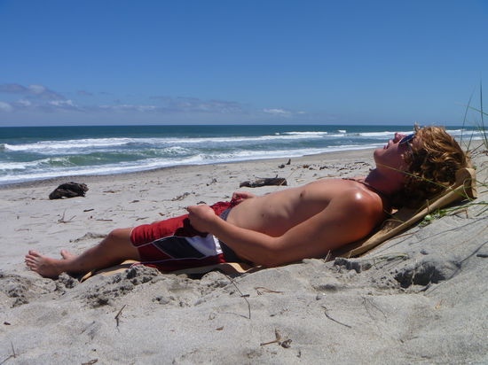 Sonnenbaden in Karamea!