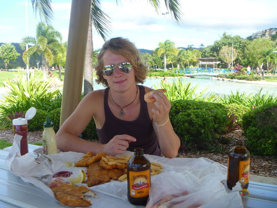 Fish and Chips mit Gingerbeer, soooo lecker