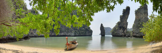 unser Longtail in der Lagune