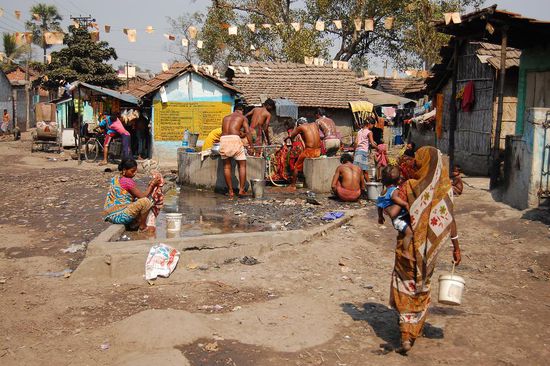 Zentrale Wasserstelle für Trinkwasser und zum Waschen