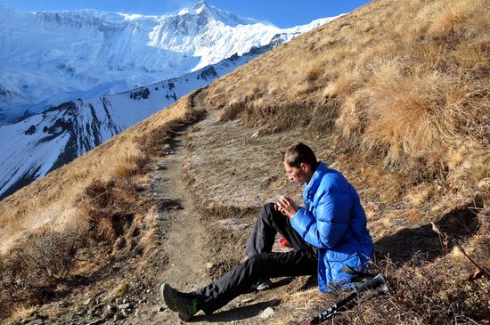 Pause beim Aufstieg zum Tilicho Lake
