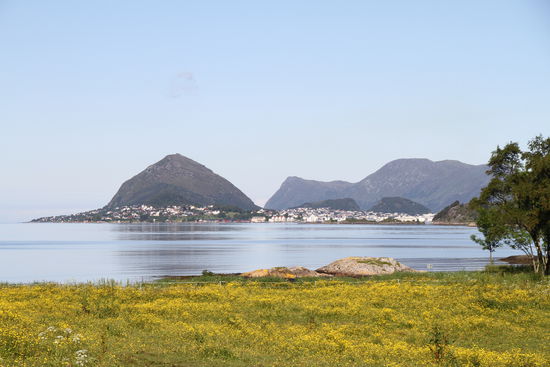 Das ist der Blick auf Alesund von unserem Campingplatz aus auf meiner Runde mit dem Finn