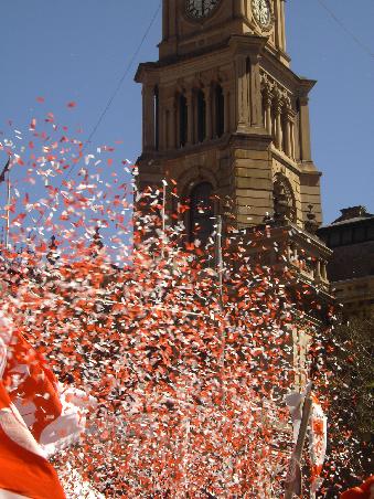 Bei der Spielerbegruessung der Sydney Swans