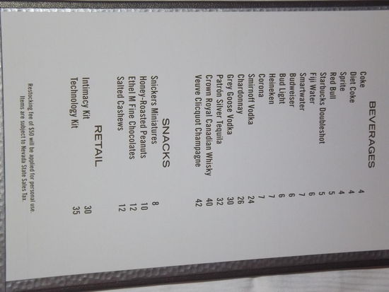 Die Preisliste der Minibar