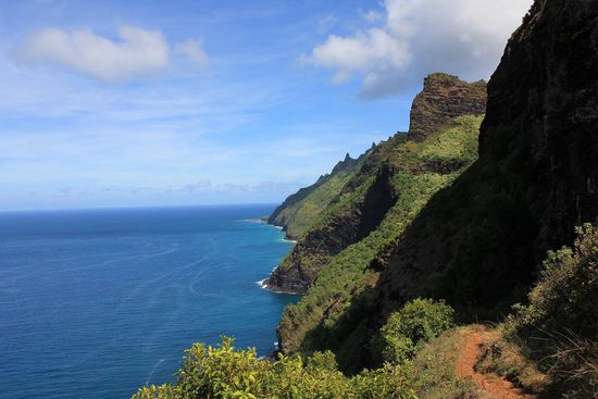 Ausblick entlang der Küste während des Treks