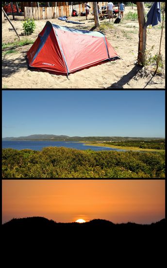 1. mein Zelt, 2. Aussicht vom Mirador, 3. Sonnenuntergang