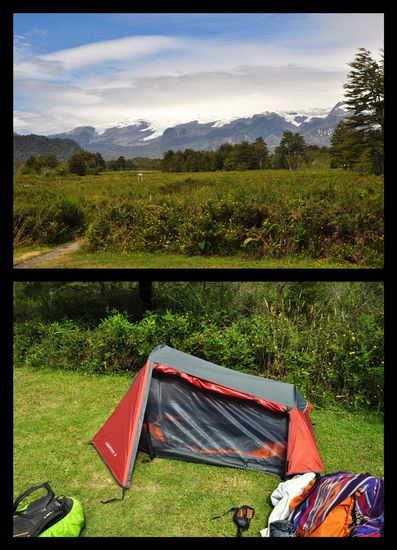 auf dem Camping im Nationalpark Chaiten