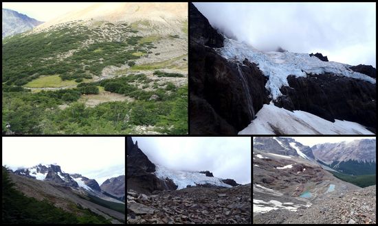 2. Tag: Aufstieg vom Schlafplatz aus zum Gletscher
li. oben: Blick auf unser "Zeltplatz"