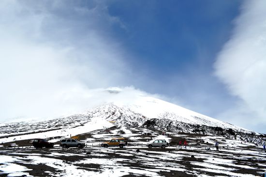 Blick vom Parkplatz auf den Cotopaxi