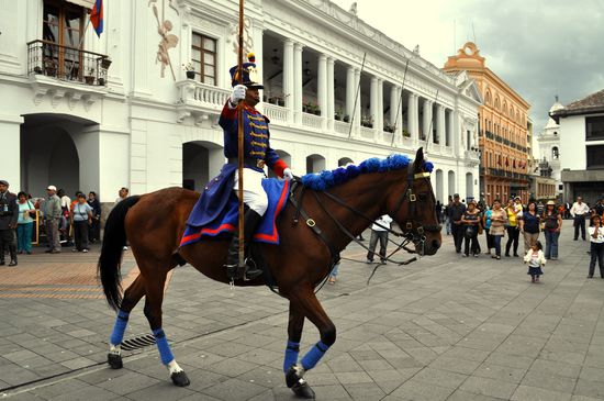 Guardia auf dem geschmückten Pferd